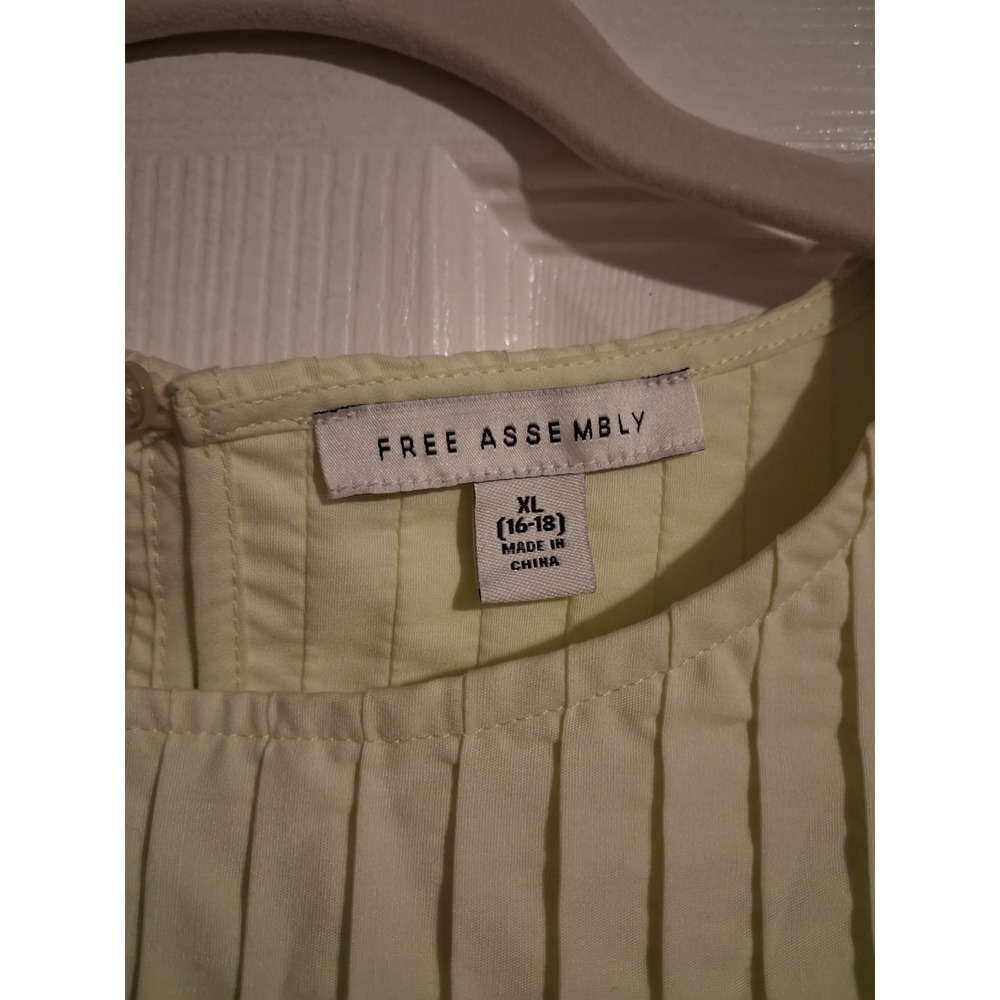 Women's XL 16-18 Top Yellow Pintuck Pleated Peplum Colorful Cotton Blend Blouse - Picture 4 of 13